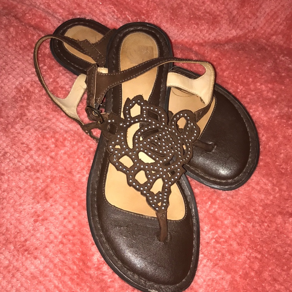 Brown studded leather sandals